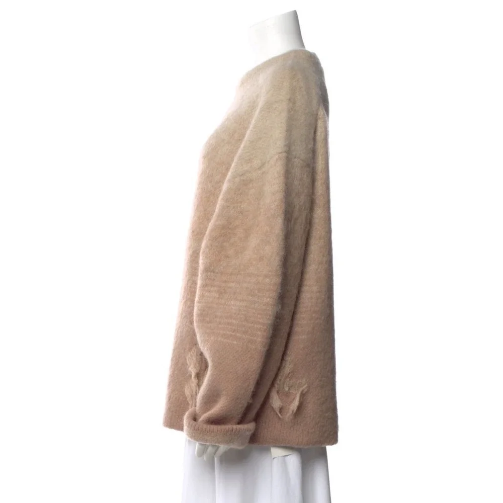 John Elliott Mens Mohair Wool Ombre Distressed Oversized Sweater Tan Size 4 XL
